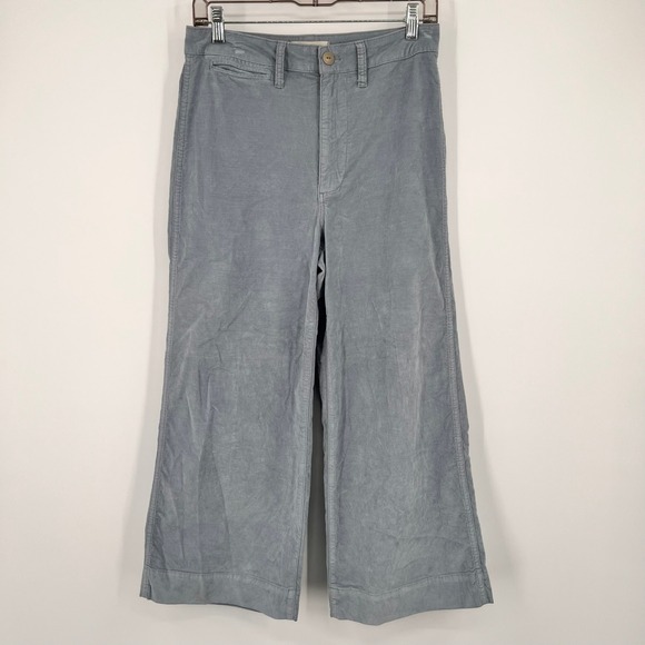 Madewell Pants - Madewell Velvetteen Wide Leg Crop Pants Dusty Rain Drop Blue High Rise 27